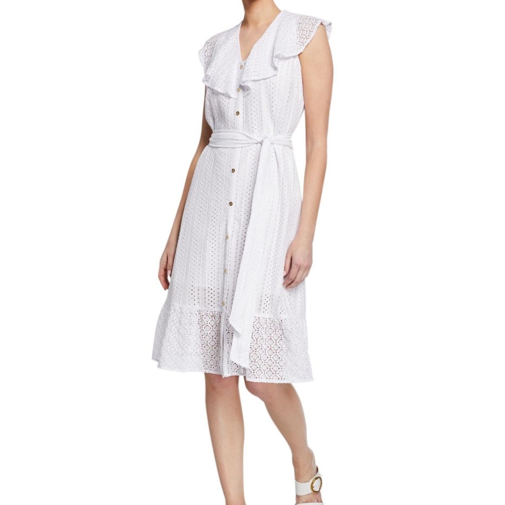 MICHAEL Michael Kors Lace Ruffle Self Tie Dress 14